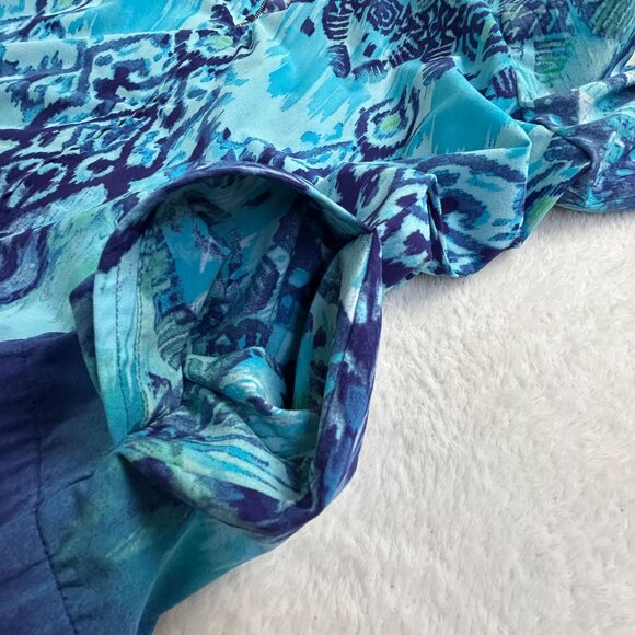 Zenergy By Chico's Womens Size 3 Blue Printed Lightweight Jacket Stretch Casual - Picture 5 of 8